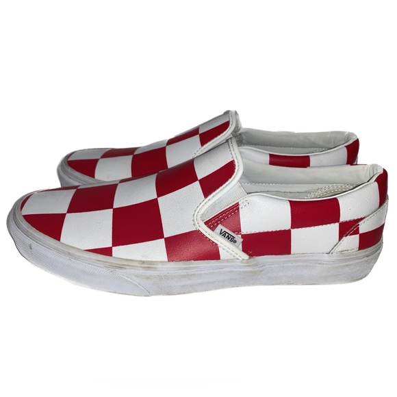 Vans Shoe Size M 11.5 W 13 True White Racing Red Checkerboard Classic Leather main image 4
